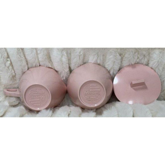 Mar-crest Melmac Melamine Atomic Pink Sugar Bowl and Creamer Pitcher Retro Vtg - Picture 4 of 13